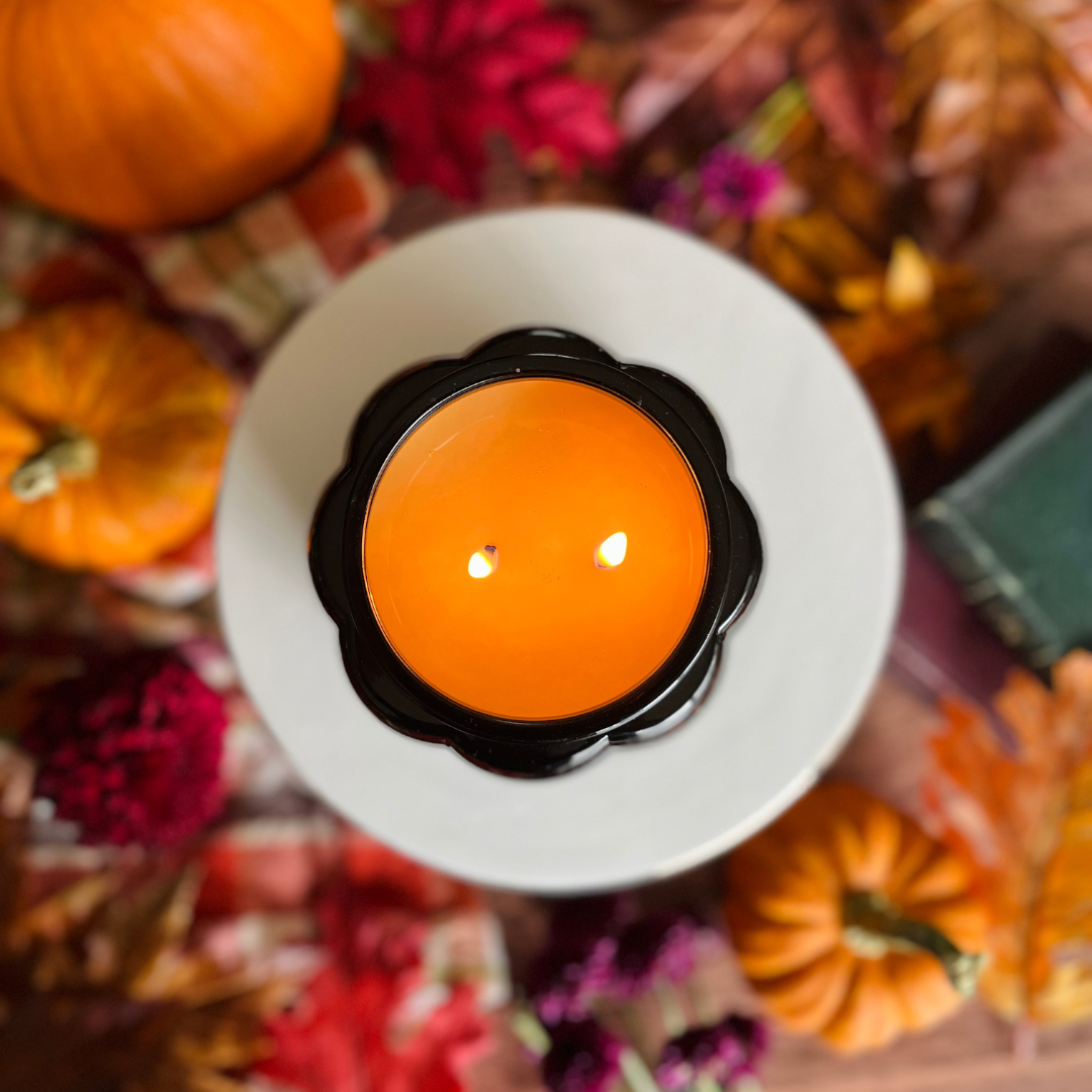 Black Glass Pumpkin Candle