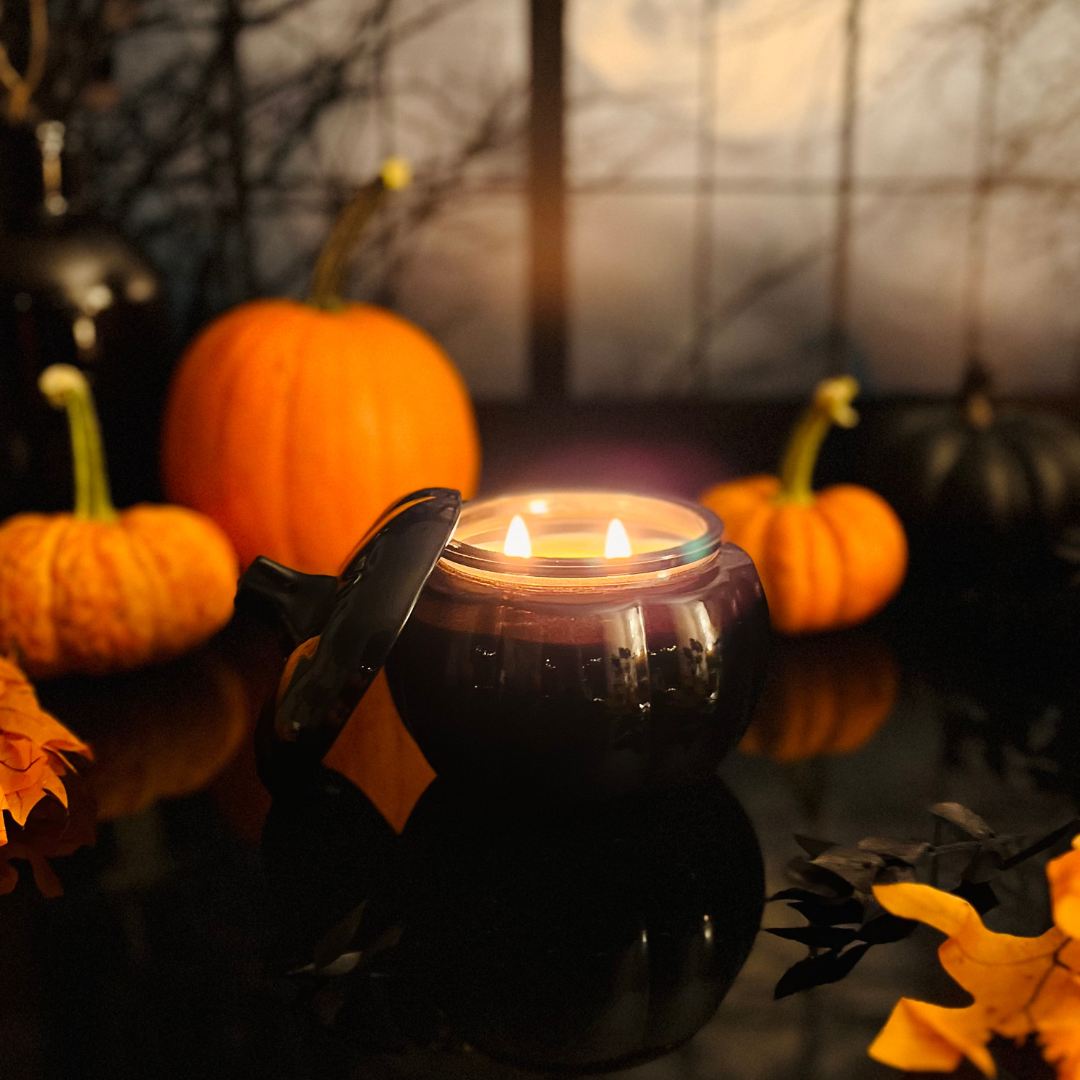 Black Glass Pumpkin Candle